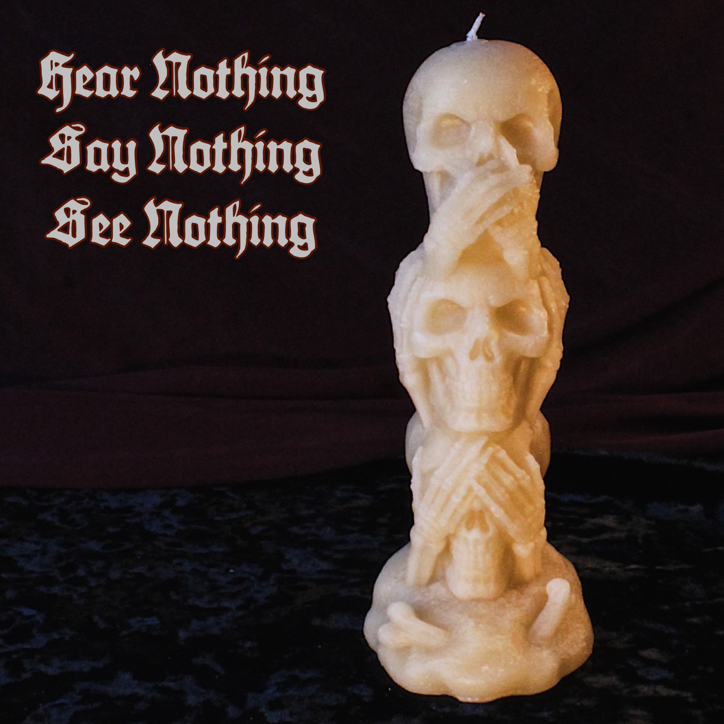 HEAR NOTHING, SAY NOTHINS, SEE NOTHING Bleeding Wax Candle - DRENCHEDskin®
